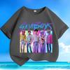 Boys' and Girls' Fashionable Vampire Hunting Girl Group Boys' Group Shirt, Summer Children's Casual Pure Cotton T-shirt
