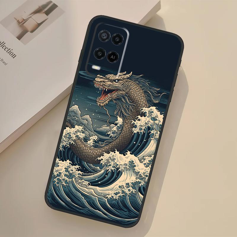 Japanese Dragon Case For Oppo A94 A74 A54 A80 A60 A40 A18 A38 A58 A78 A98 A96 A76 A16 A15 A17 A57 A77 A5 Pro