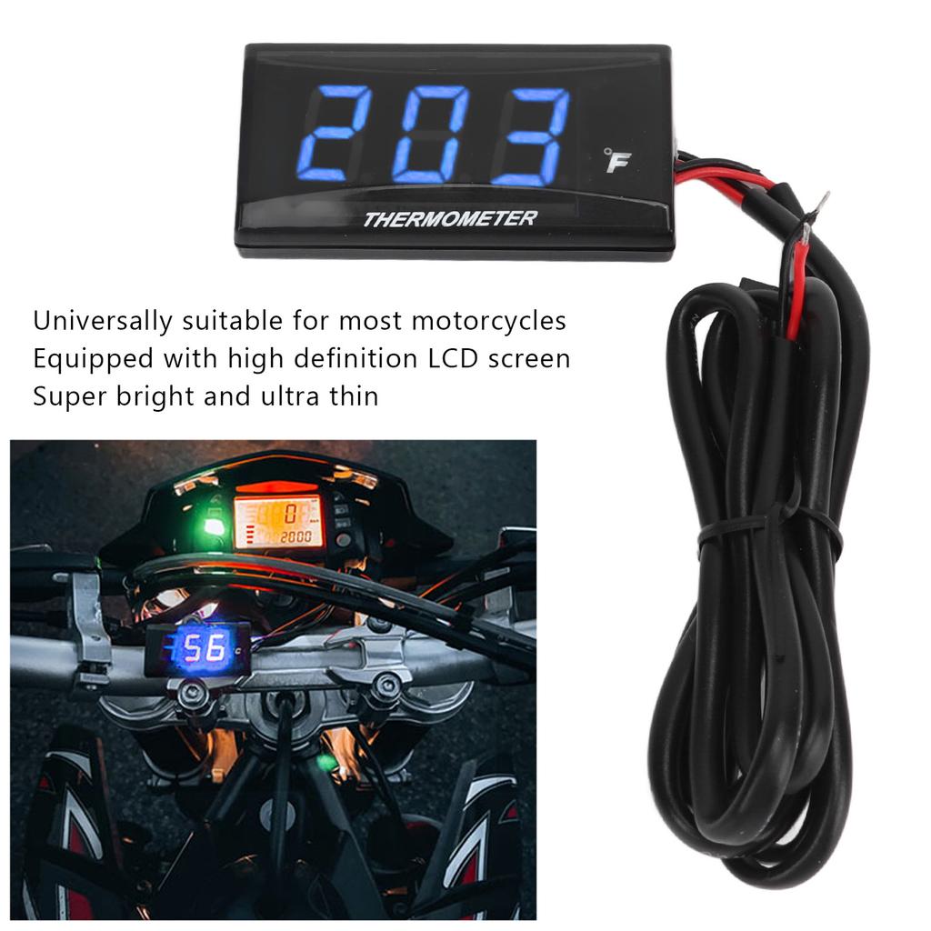 Motorcycle Digital Water Temperature Gauge   Thin   12V LCD With 18mm Sensor Adapter for Most Motorbikes