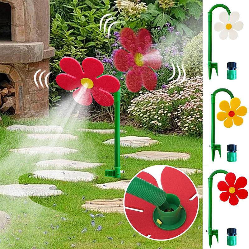 Oscillating Sunflower Garden Sprinkler Yellow Loose Pack No Connector Included For Lawn Care Plant Irrigation Gardening Supplies