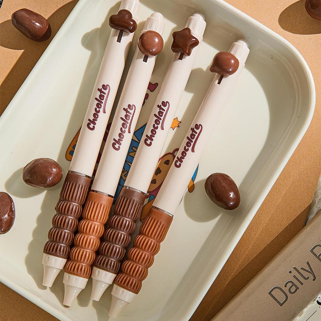 4pcs Candy Gel Pens Set Sweet Rainbow Milk Chocolate 0.5mm Ballpoint Quick-dry Black Color Ink for Writing