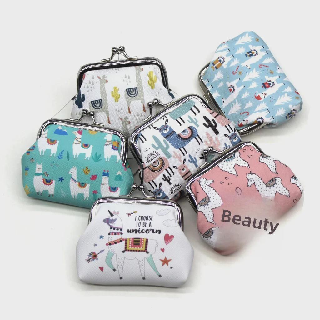 Cute Alpaca Animal Print Coin Purse - Small Wallet for Kids and Students