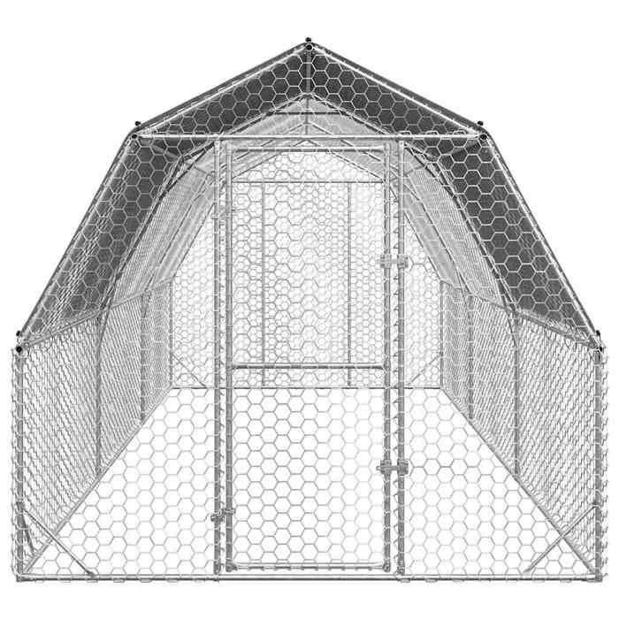 VidaXL Poulailler avec toit 2,5x6x2,25 m acier galvanisé, poulailler de promenade, enclos à poules accessible, cage à poules 3328527