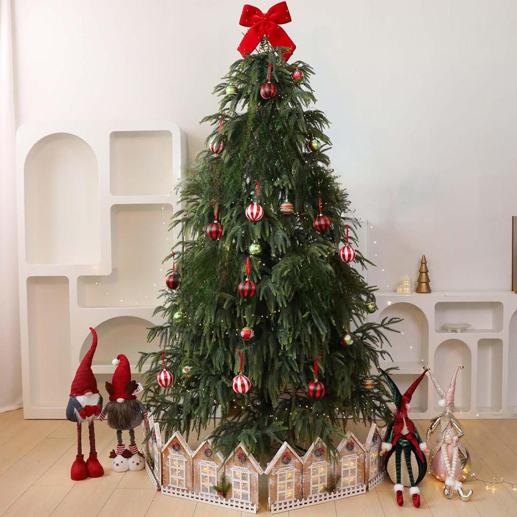 Vintage Luminous Foldable Snow View Wooden House Christmas Tree Fence Christmas Decoration Ornament