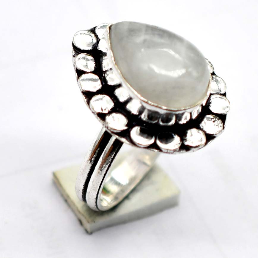 Moonstone Ethnic Handmade Ring Jewelry US Size-8.5 R 5733