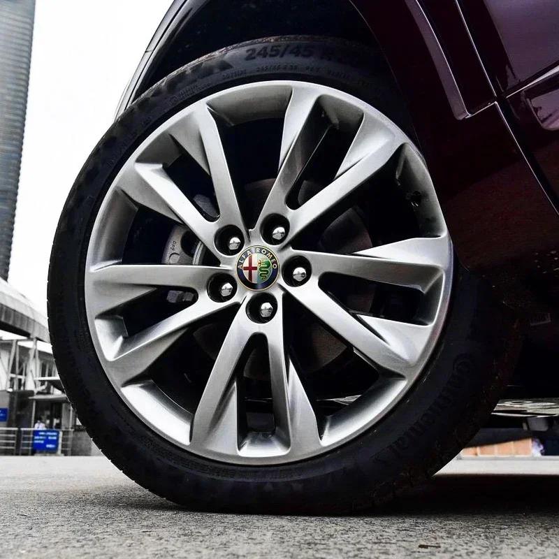 SVBKD1 4pcs 56mm Car Wheel Center Hub Cap Stickers For Alfa Romeo Giulia Giulietta 156 159 147 Mito Stelvio Sportiva GT Accessories
