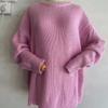 Women Autumn Winter Round Collar Long Sleeve Wardrobe Staple Warm Solid Color Comfy Loose Pullovers Knitted Sweater Top