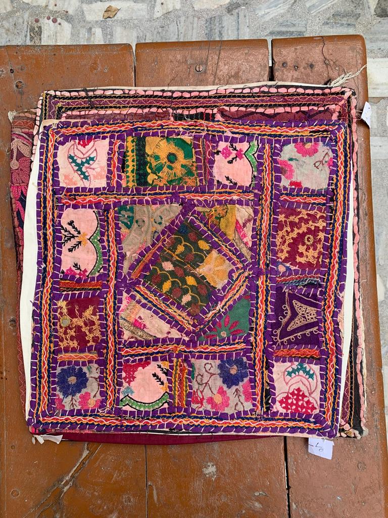 Hand Embroidered Cotton Pillow Cover: Bohemian Decorative Cushion