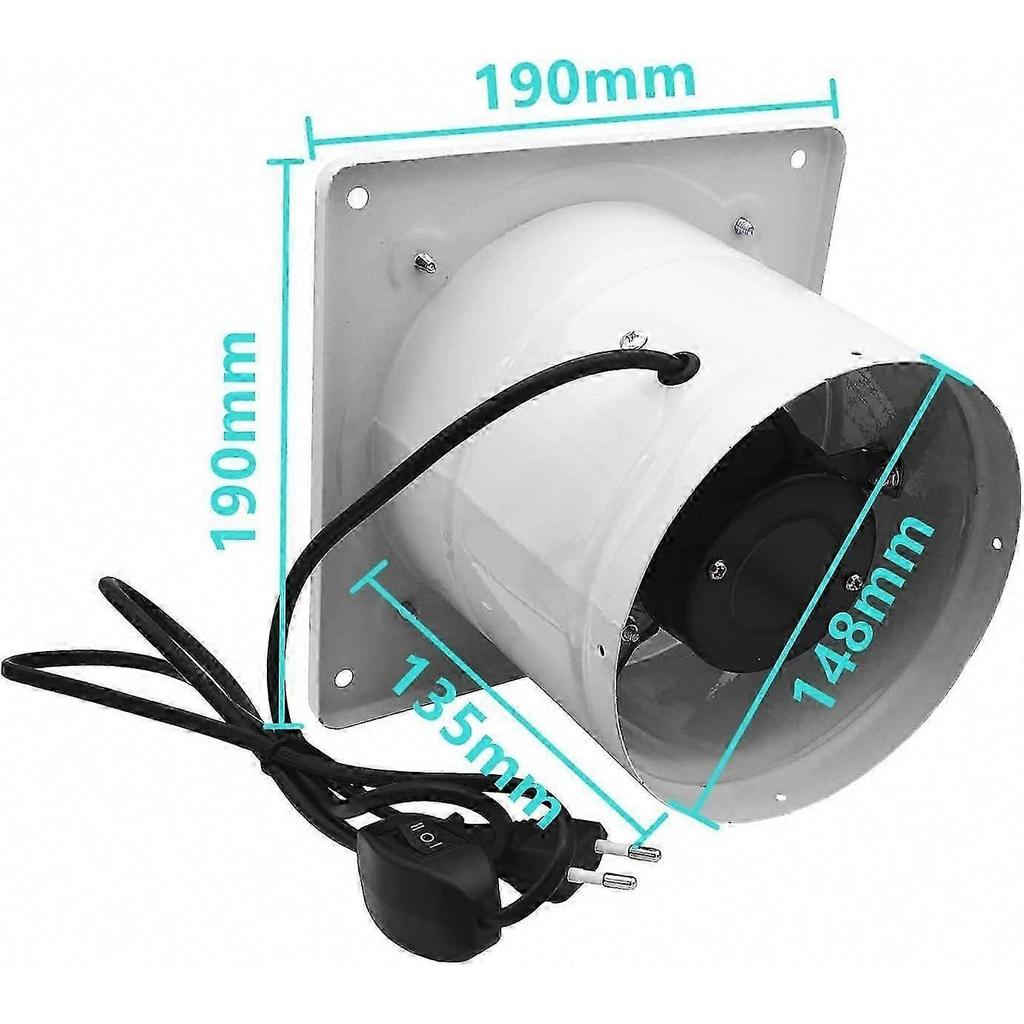 Metal Radial Duct Fan 150mm Two Way Exhaust Fan for Bathroom, Workshop, Hydroponics (C Style Ventilation) less