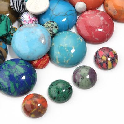 5-10pcs 6/8/10/12/20mm Synthetic Turquoise Cabochon Beads Round Flat Back Loose Beads For Jewelry Making Ring Pendant Findings