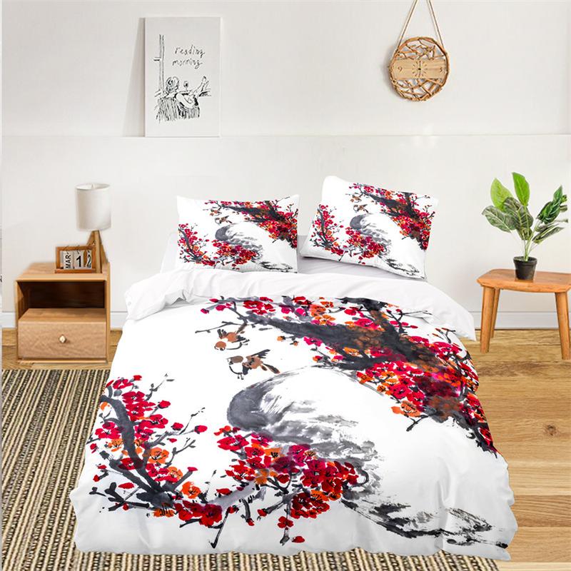 Soft Floral Bedding Set For Kids Girls Adults Leaves Flowers Branch Print Duvet Cover Set Quilt Cover Pillowcases Bedroom Decor