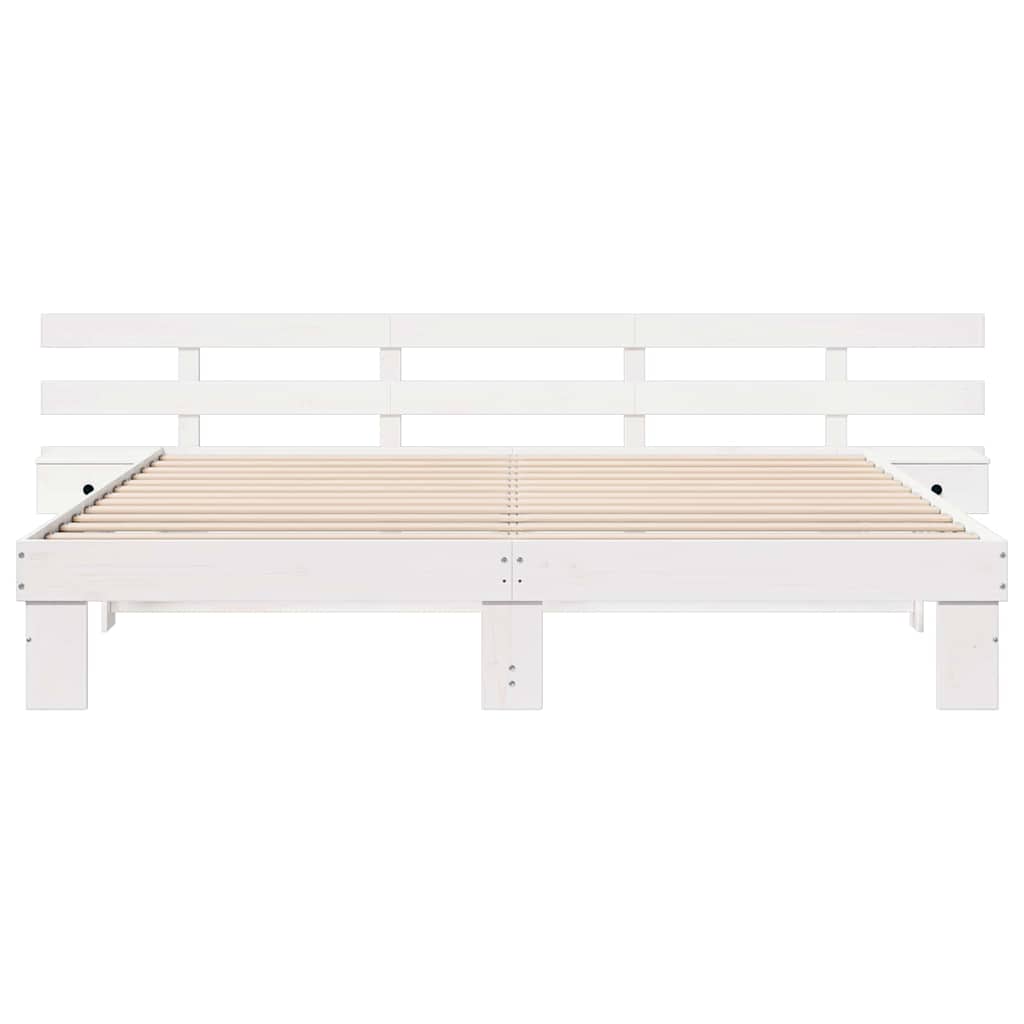 Bed Frame with Headboard White 180 x 200 cm Solid Pine Wood