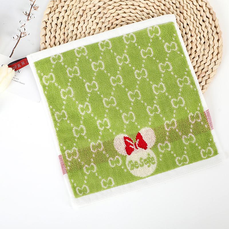 Cartoon Puppy Bear Quick-Drying Jacquard Hand Towel, 100% Cotton, 25x25 cm.