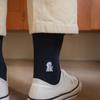 SNOOZY Bichon Puppy Embroidered Socks (Dark Navy)