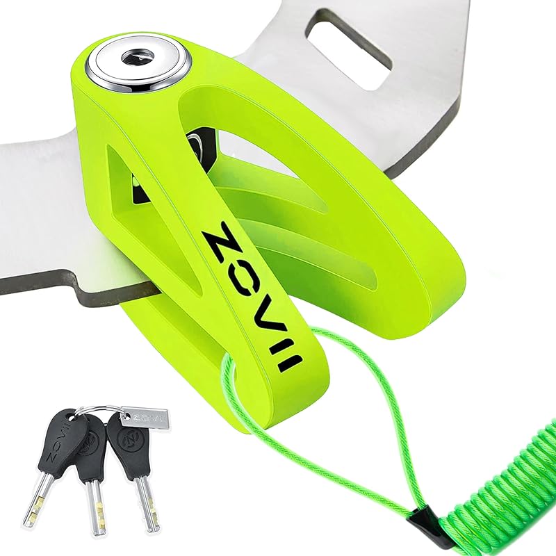 Bloccadisco, Perno di bloccaggio da 10 mm Antifurto Acciaio legato Tipo a peso Design a V, Applicabile a Motocicletta Bicicletta elettrica Scooter, Fluorescente