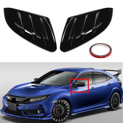 2x Pour Honda Civic Hatchback 2016-20 Cache Coque de Rétroviseur Latéral Trim Noir Brillant