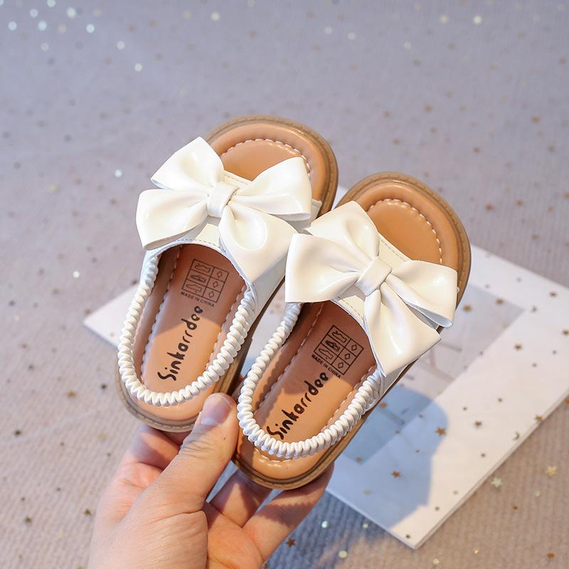 Girls' Shoes 2025 Summer New Bow Girls' Sandals Fashion Princess Shoe Comfortable Children's Shoe Allmatch Flat Student Shoes