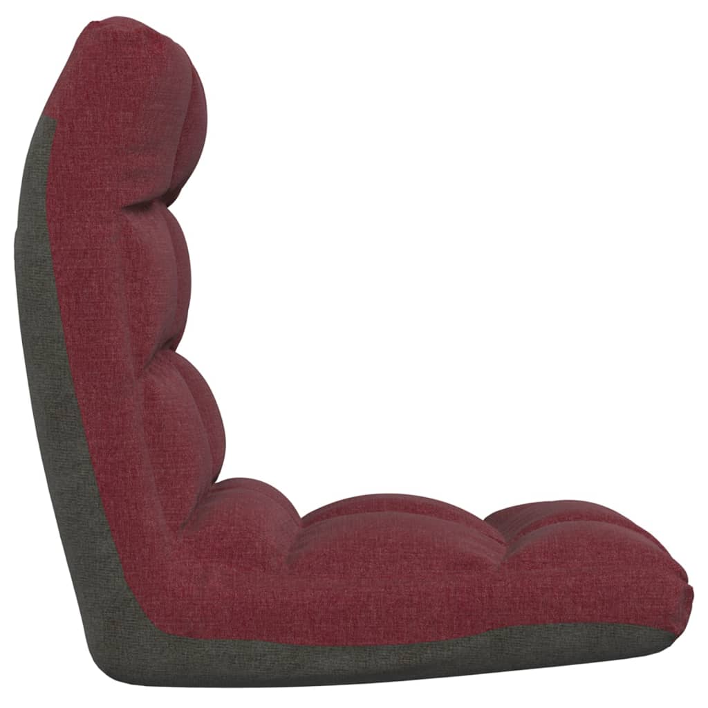Floor Chair Foldable Burgundy Fabric