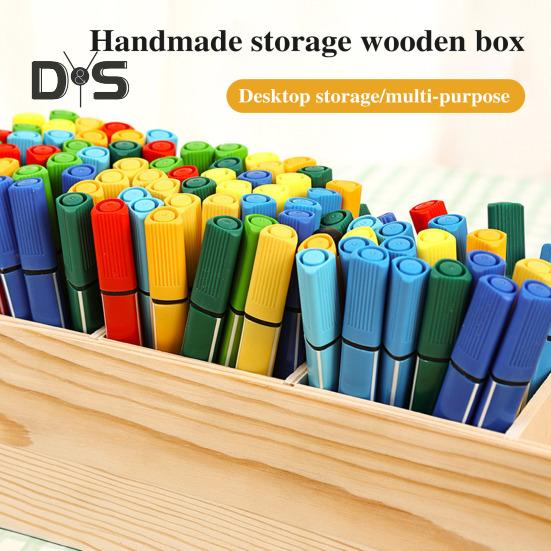 Aufbewahrungskoffer für Pinsel, glatte Kanten, gratfrei, großes Fassungsvermögen, mehrere Fächer, rechteckige Aufbewahrungsbox aus Holz