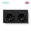 BSEED Double EU Socket 150*80mm Power Outlets Electric Sockets Plastic Wall USB C Socket  White Black Gold Gray 16A E Series
