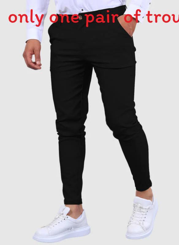 Mens Slim Fit Casual Pants With High Elastic Cotton Blend For Urban Streetwear