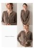 Round Neck Loose Cashmere Cardigan: Women's Long Sleeve Knit Sweater with Pockets - Autumn/Winter Outerwear.