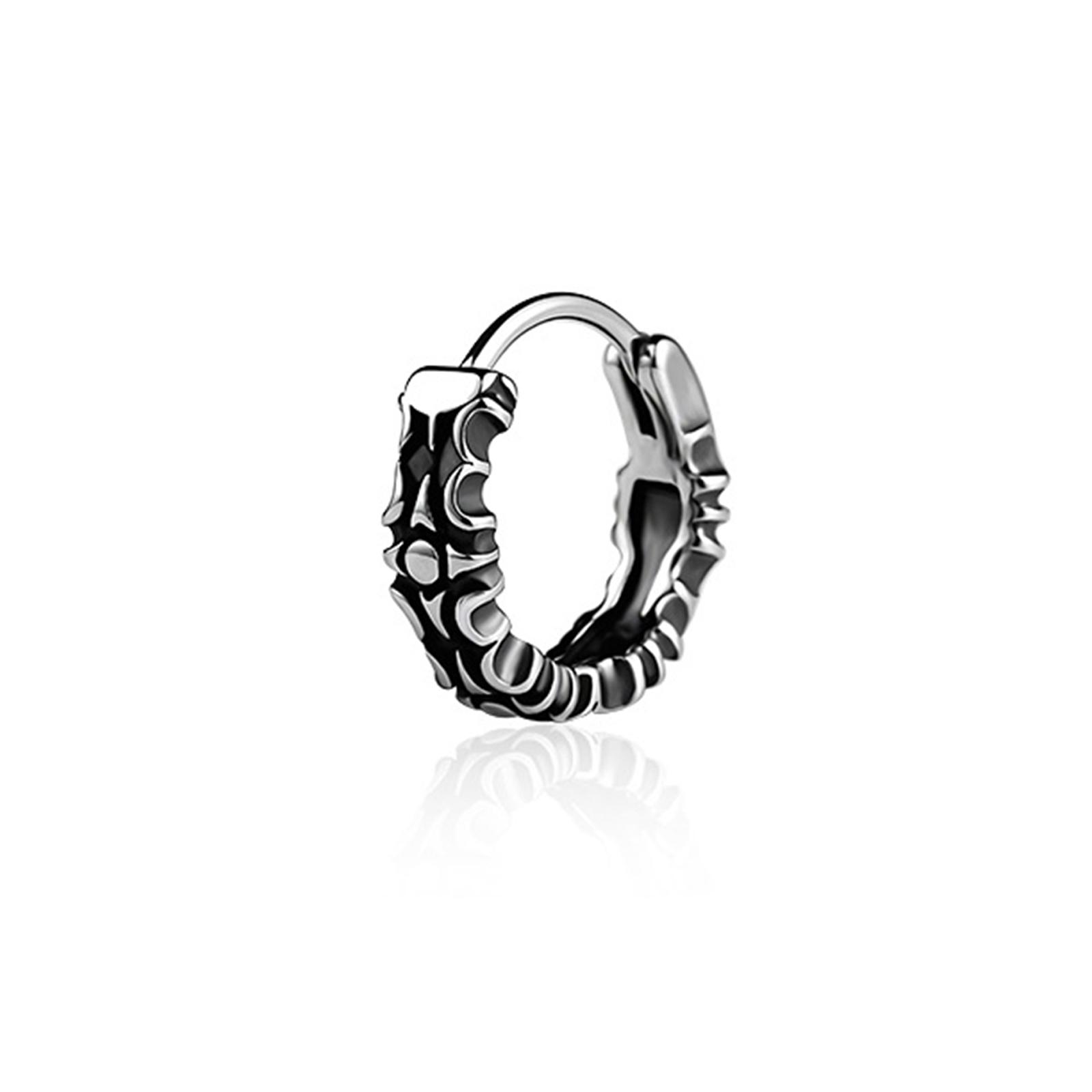 Vnox Gothic Hoop Earrings for Men Women, Skull Stainless Steel Huggies, Vintage Retro Metal Ear Jewelry