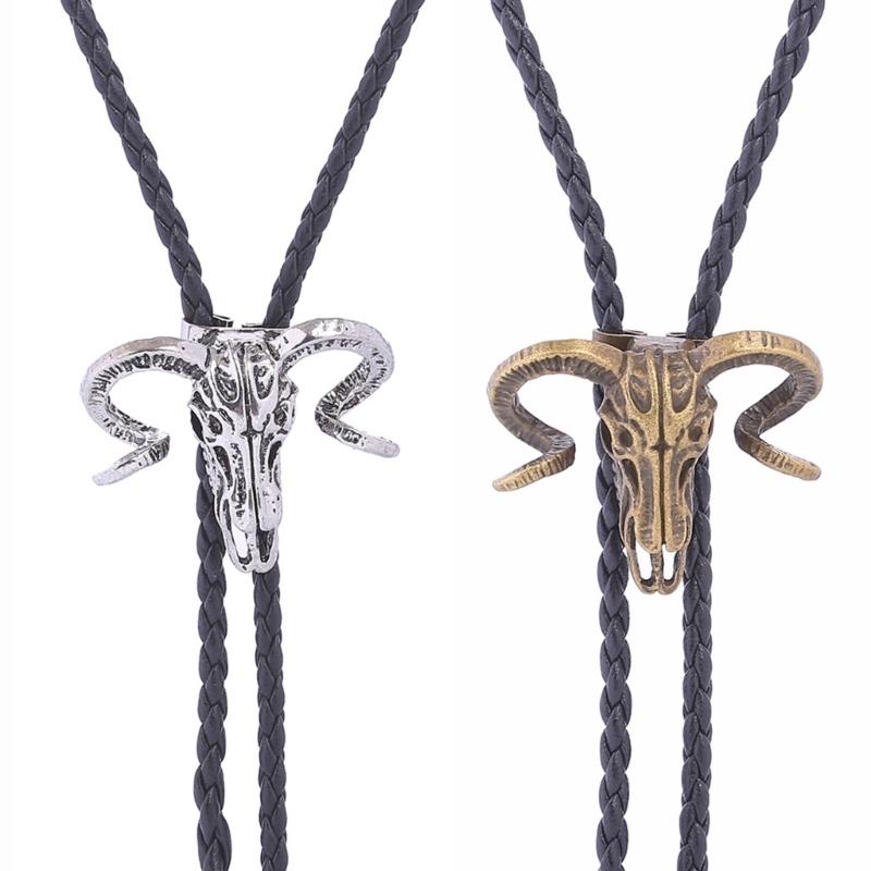 Elegant Black Bolo Tie with Bull Pendant Cowboy Bull Necktie Western Necklace Cool Bola-Tie Western Cowboy Costume