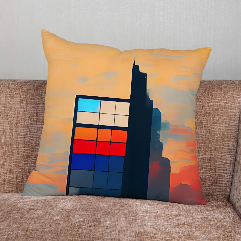 Mondrian Color Square Art Pillow Case For Home Bedroom Car Office Decoration Living Room Sofa Cushion Cover Suitable