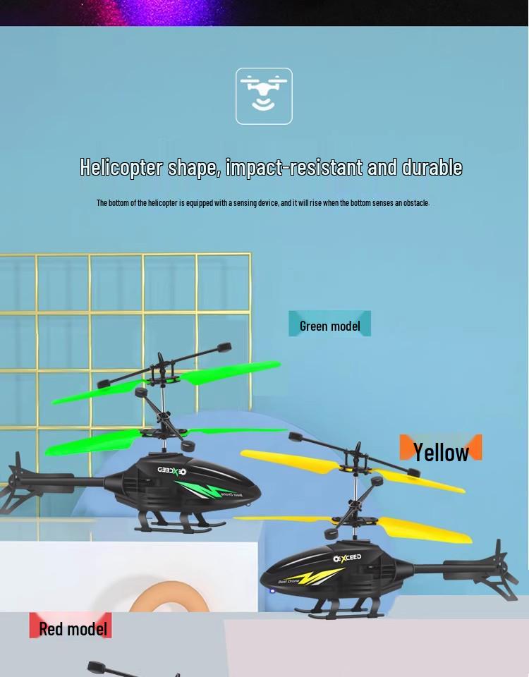 Rechargeable Remote Control Induction Helicopter Toy with Lights - Drop-Resistant Hovering Aircraft