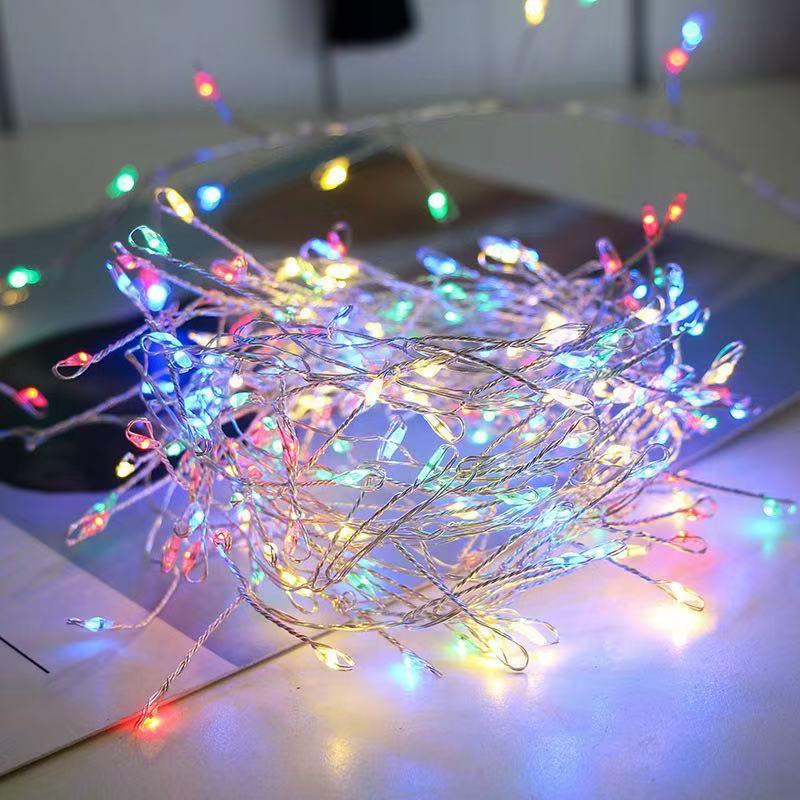 Festive Copper Wire Firecracker Star Lights for Christmas Decor