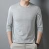 Spring Thin Long-sleeved T-shirt Men's Lapel Mercerized Cotton Dad Wear Striped T-shirt Men