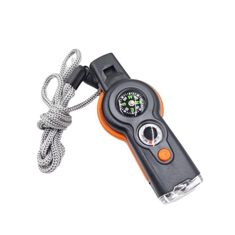 In 1 Outdoor Survival Tool Led Light Compass Whistle Thermometer For Camping