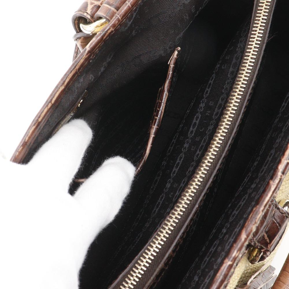 CELINE Boogie bag Handbag triomphe charm Brown straw/Embossed Leather Women Used