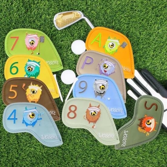 9Pcs Golf Club Head Covers Golf Club Wedge Iron Protective Headcover Thick Faux Leather Golf Iron Head Covers Golf Accessories