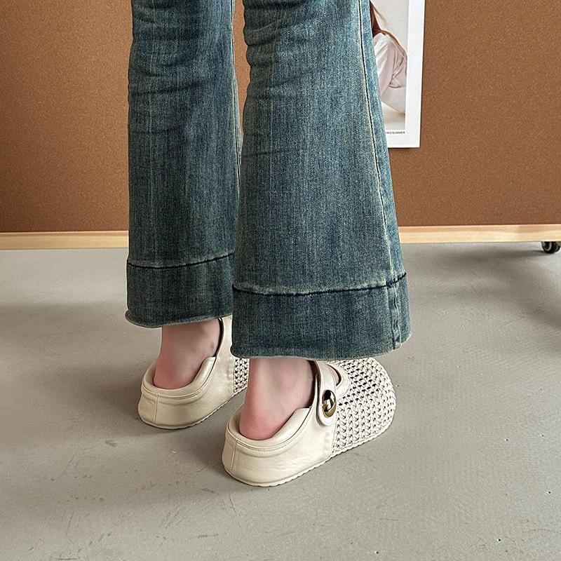Stylish, simple and versatile hollowed-out thick-soled Mary Jane shoes for women's 2025 summer new breathable and refreshing outer single shoes