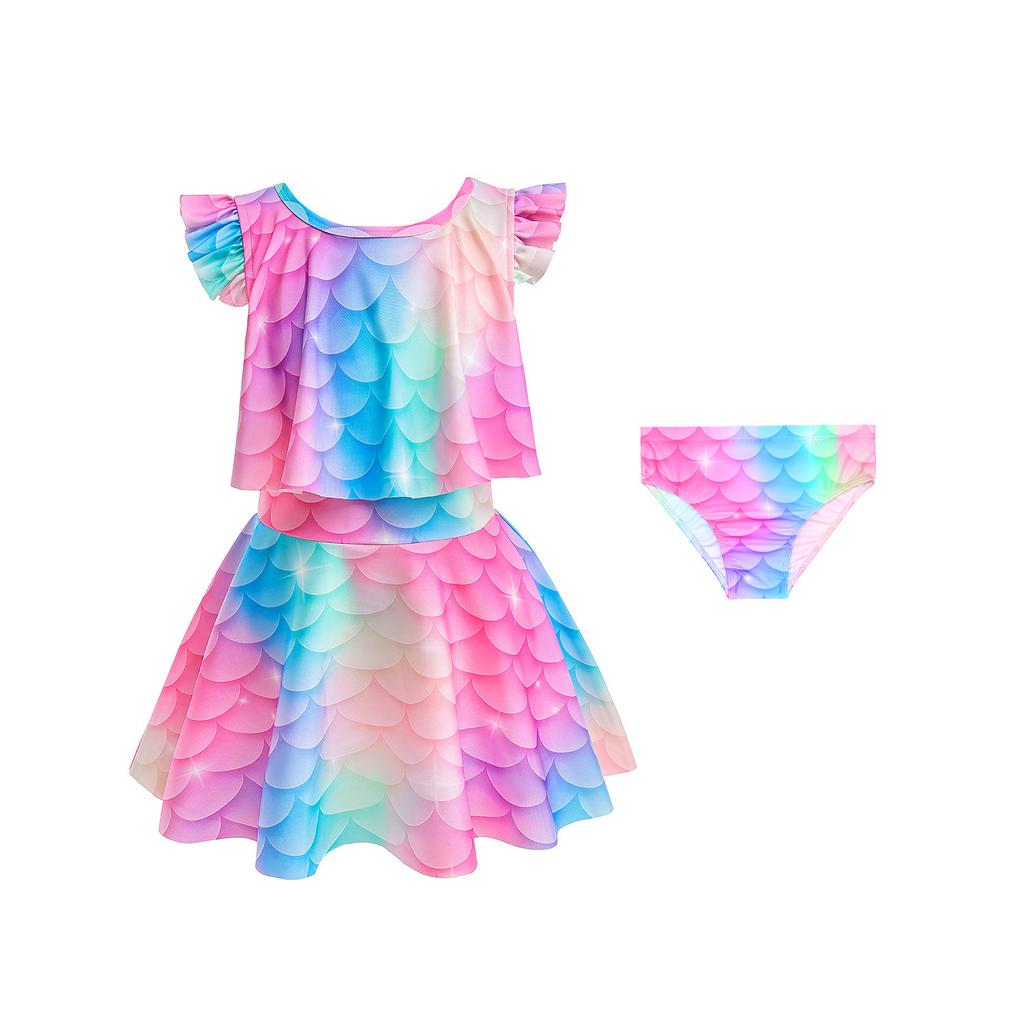 Maillot de bain une pièce jupe sirène d'été pour enfants européen et américain, robe, maillot de bain protection solaire pour fille, vêtements de plage