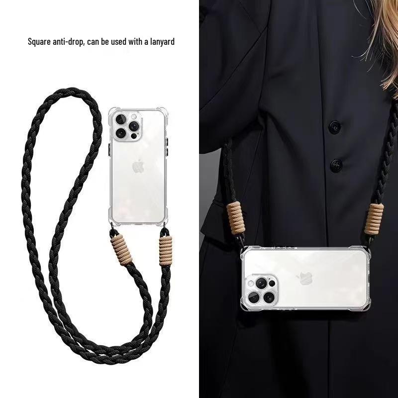 Transparente quadratische Lanyard-Hülle für Apple iPhone 11/13/14/15/16/XR/XS - Vollständige Abdeckung