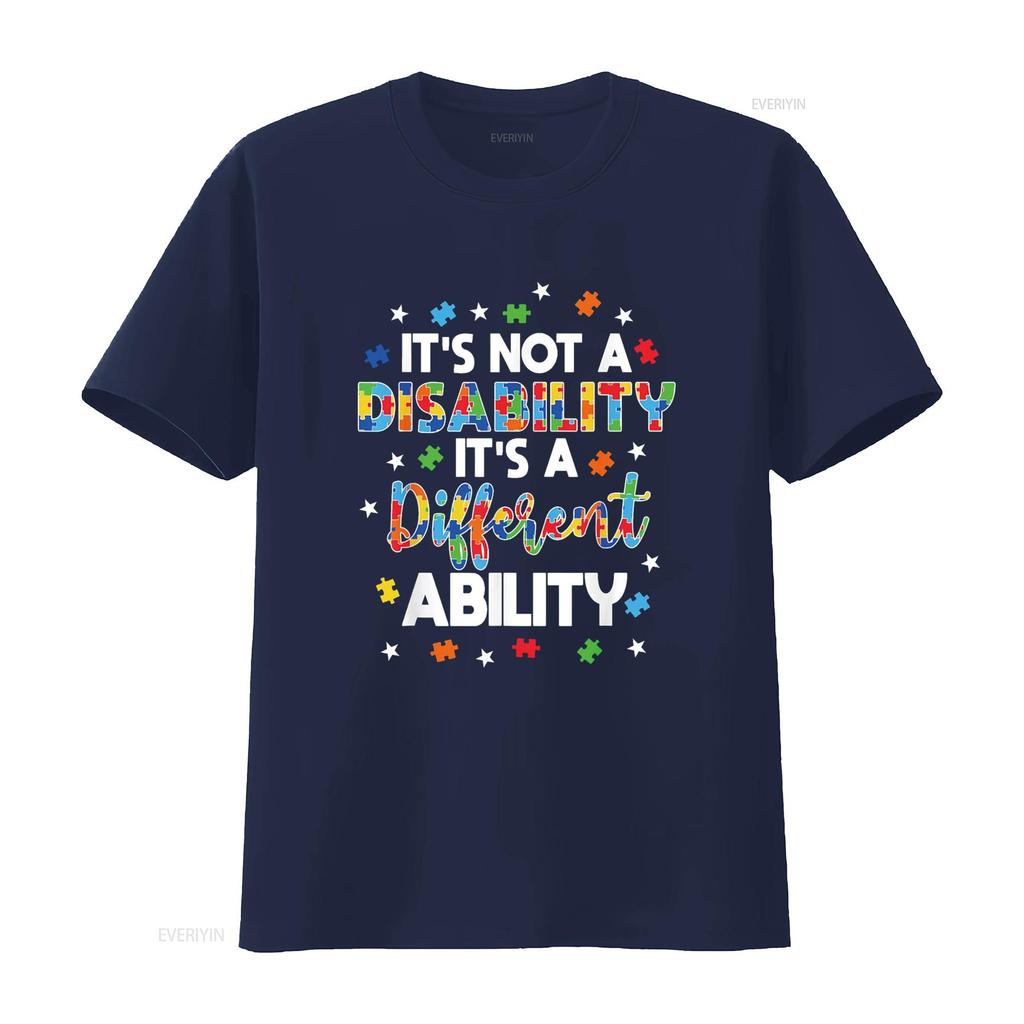 It S Not A Disability Different Ability Autism T Shirt Vintage Washed Slightly Casual Fashion Homme Soft Stretched Streetwear