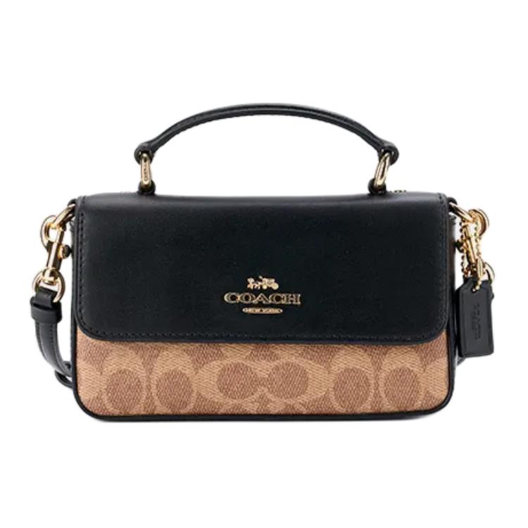 Coach Women's Brown/Black Josie 18 Logo Buckle Closure Synthetic Leather And Cowhide Shoulder Crossbody Handbag Small Handbags Cw412-Imqrx
