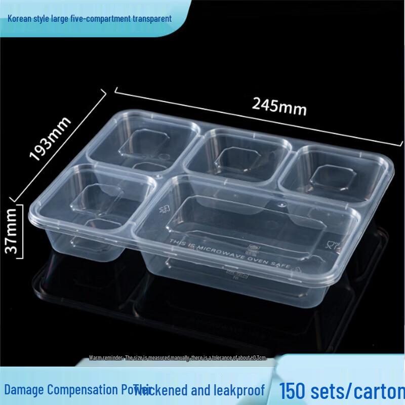 Korean Style 5-Compartment Disposable PP Meal Box