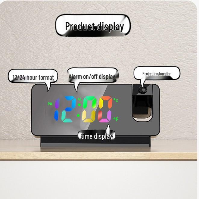 Multifunctional Creative Silent Alarm Clock with Color Screen Projection - Student Edition