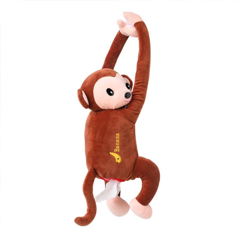 Cute Monkey Car Tissue Box Holder Plush Material Long-lasting Car And Home Use