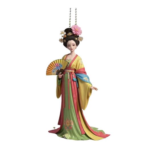 Ancient Lady Keychain Cute 2D Acrylic Chinese Doll Charm Fashion Car Mirror And Bag Accessory Desktop Ornament Gift