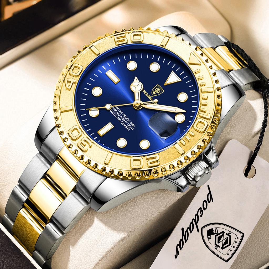 POEDAGAR Top Luxury Male Watch Waterproof Luminous Date Watch Stainless Steel Clock Sport Fashion Quartz Watches