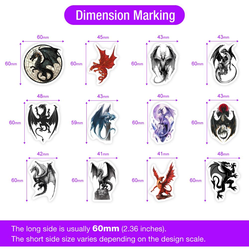 Fantasy Dragon Sticker Magic DIY Toy Graffiti Decal for Scrapbook Journal Laptop Phonecase Luggage Bottle Decorative Waterproof
