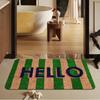 Green Brown Striped HELLO Welcome Doormat Non Slip Washable Entrance Floor Carpet Indoor Outdoor Home Decor RV Mat 1PC