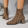 New Plus-size Shoes, Women's Thick-heeled Square-toed Fashion Boots, Zippered Women's Boots and Ankle Boots