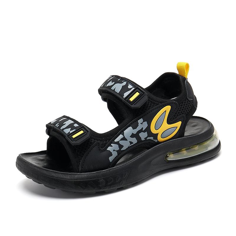 

31-41 Детские летние большие модные повседневные сандалии на липучке с воздушной подушкой пляжная обувь сандалии для мальчиков 41 чёрный/жёлтый