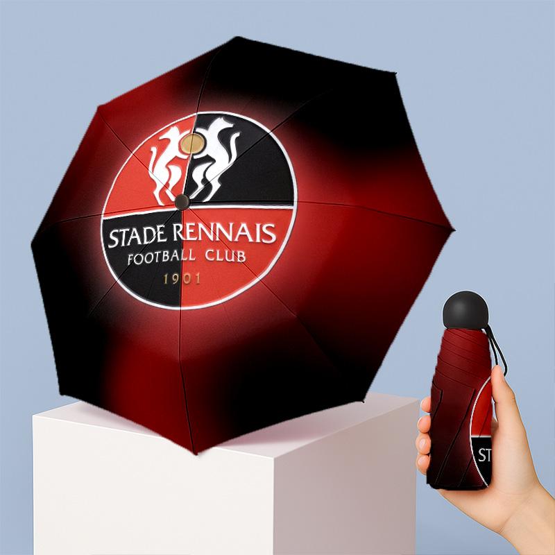 Stade Rennais FC Mini 5 Fold Pocket Umbrella Compact Lightweight Anti UV Rain Sun Protection Umbrella Portable Travel Umbrella